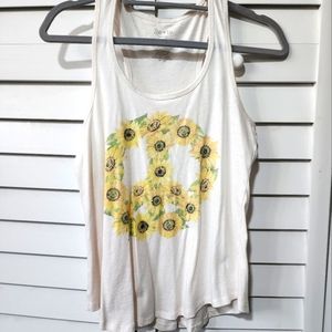 Sunflower peace sign tank top